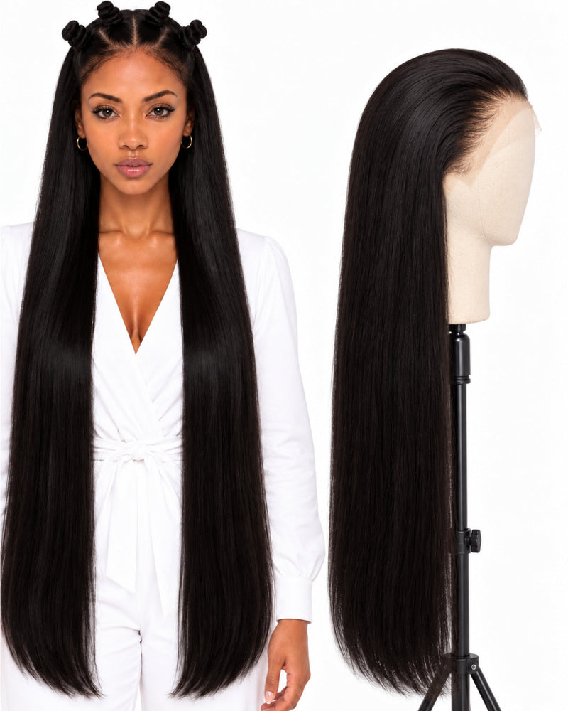 Natural Brown Straight Full Lace Human Hair Wig — 100 cm / Natural