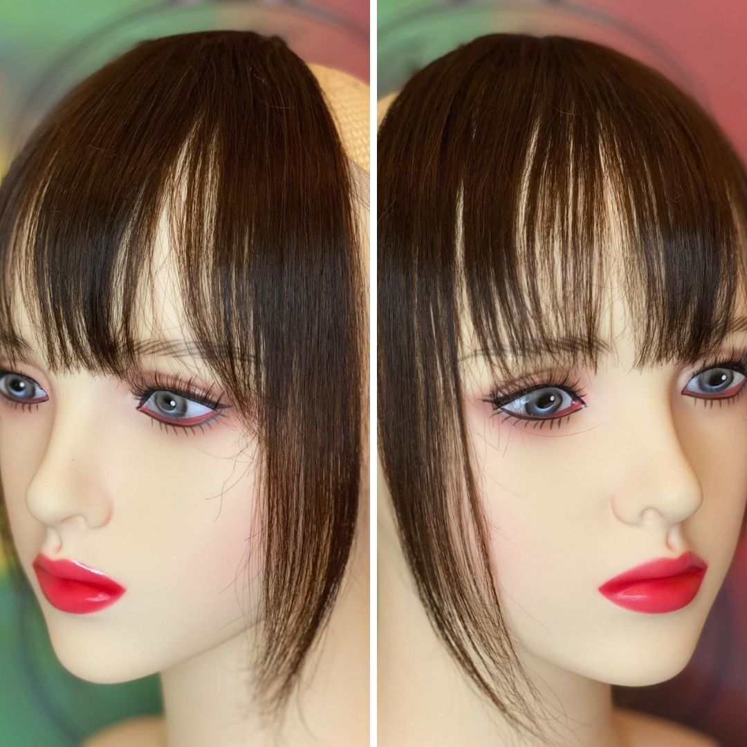 Removable Human Hair Fringe | Clip-In “French Neat Bang” – Instant Elegance & Practicality
