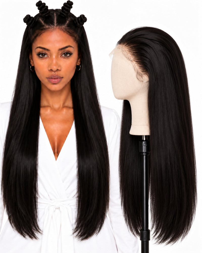 Natural Brown Straight Full Lace Human Hair Wig — 80 cm / Natural