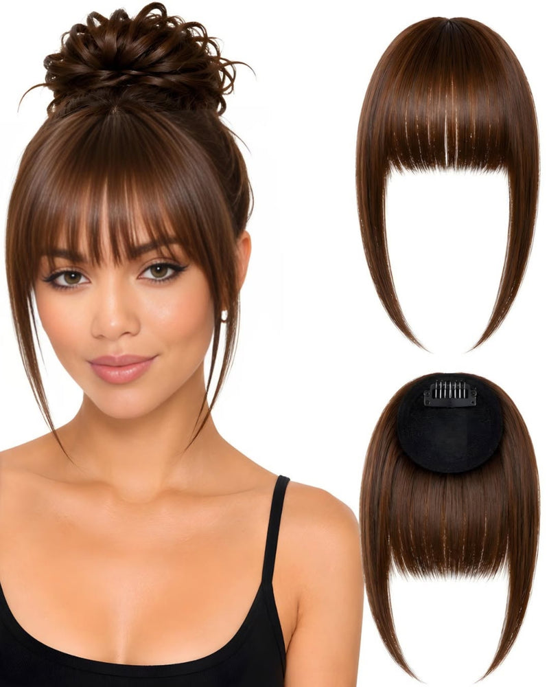 Human Hair Clip-In Fringe – 15 Shades — Brown.2