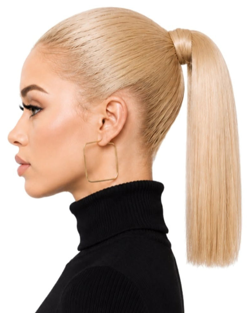 Blonde Straight Wrap-Around Human Hair Ponytail — 30cm