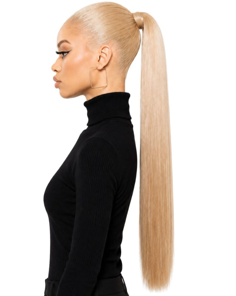 Blonde Straight Wrap-Around Human Hair Ponytail — 80cm