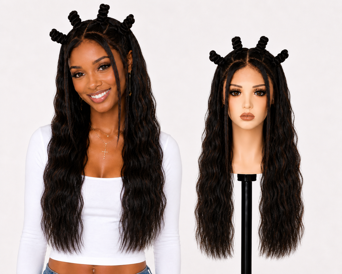 70 cm natural brown wavy full lace human hair wig
