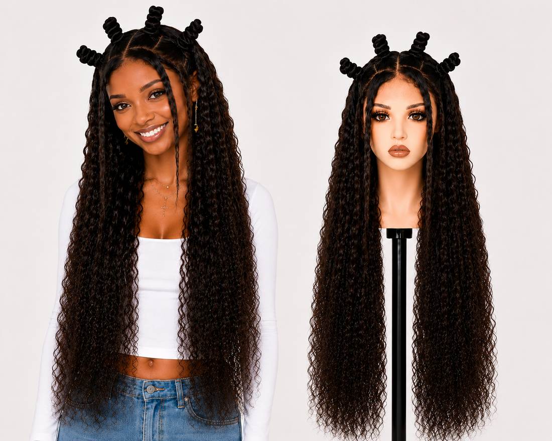 90 cm natural brown curly full lace human hair wig