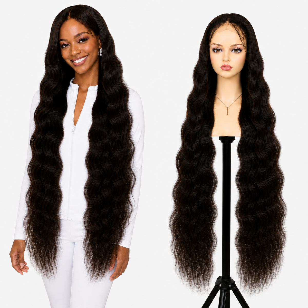 Lace wig Human hair with aligned cuticle Natural color