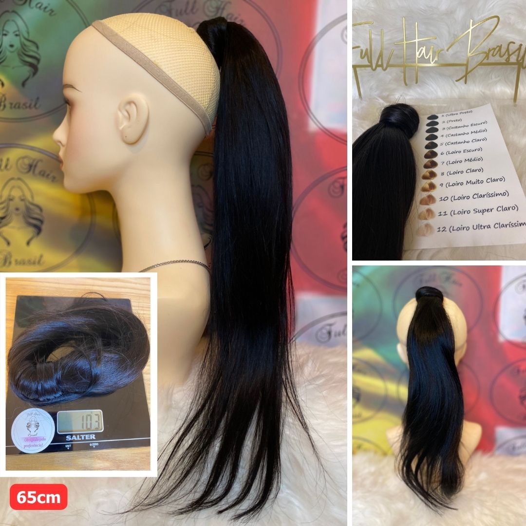 Human Hair Ponytail – Wrap-Around Method, Inner Comb and Velcro Finish Strap.