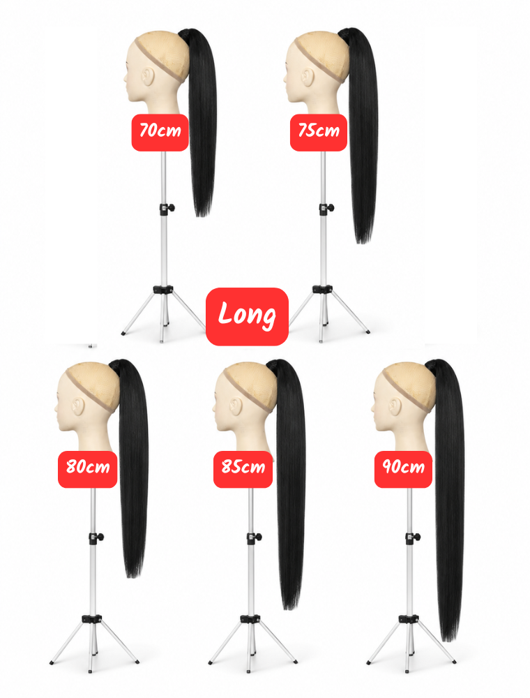 Human Hair Ponytail – Wrap-Around Method, Inner Comb and Velcro Finish Strap.