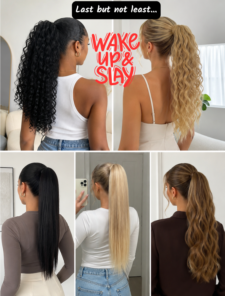 Human Hair Ponytail – Wrap-Around Method, Inner Comb and Velcro Finish Strap.