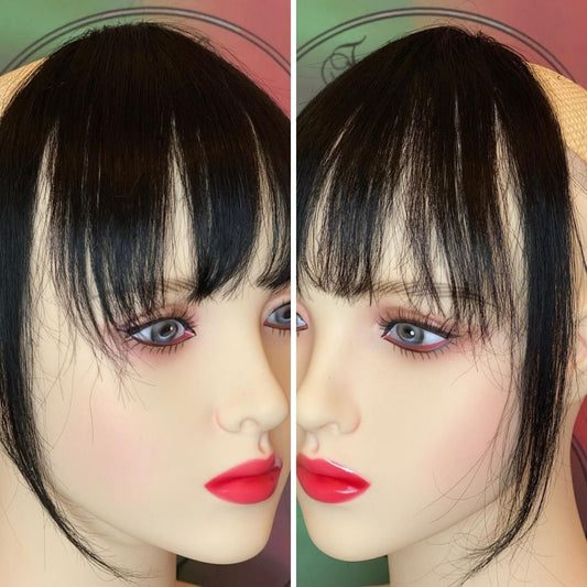 Removable Human Hair Fringe | Clip-In “French Neat Bang” – Instant Elegance & Practicality
