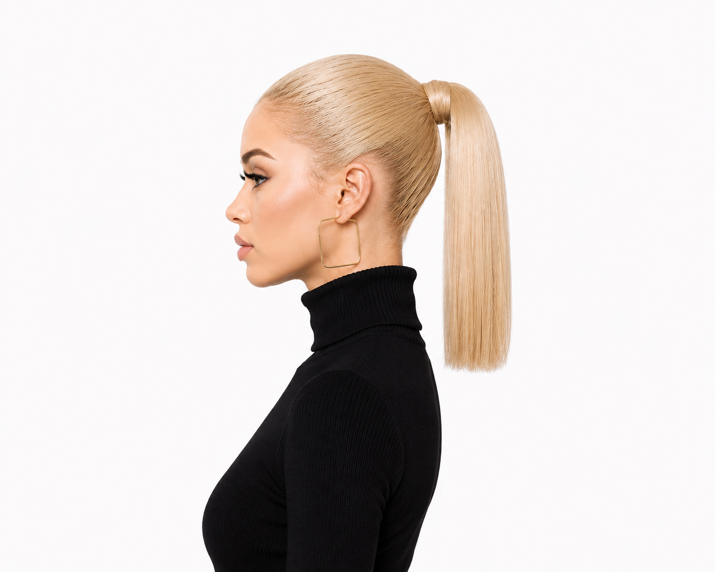 Human Hair Ponytail – Wrap-Around Method, Inner Comb and Velcro Finish Strap.