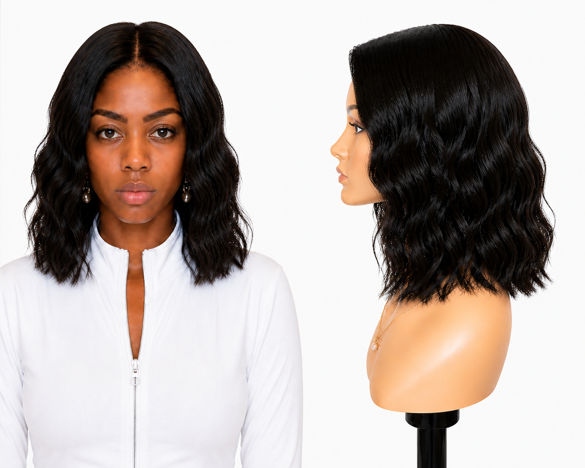 Lace wig Human hair with aligned cuticle Natural color