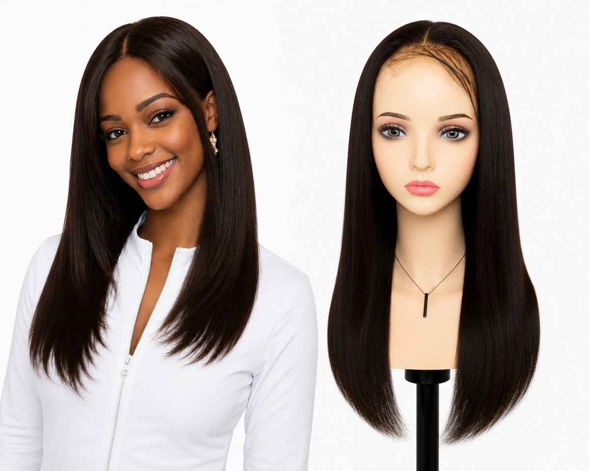 Lace wig Human hair with aligned cuticle Natural color