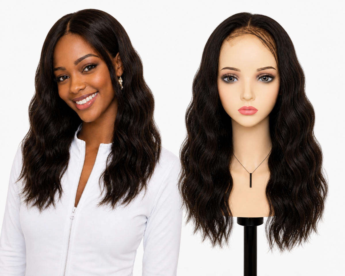 Lace wig Human hair with aligned cuticle Natural color