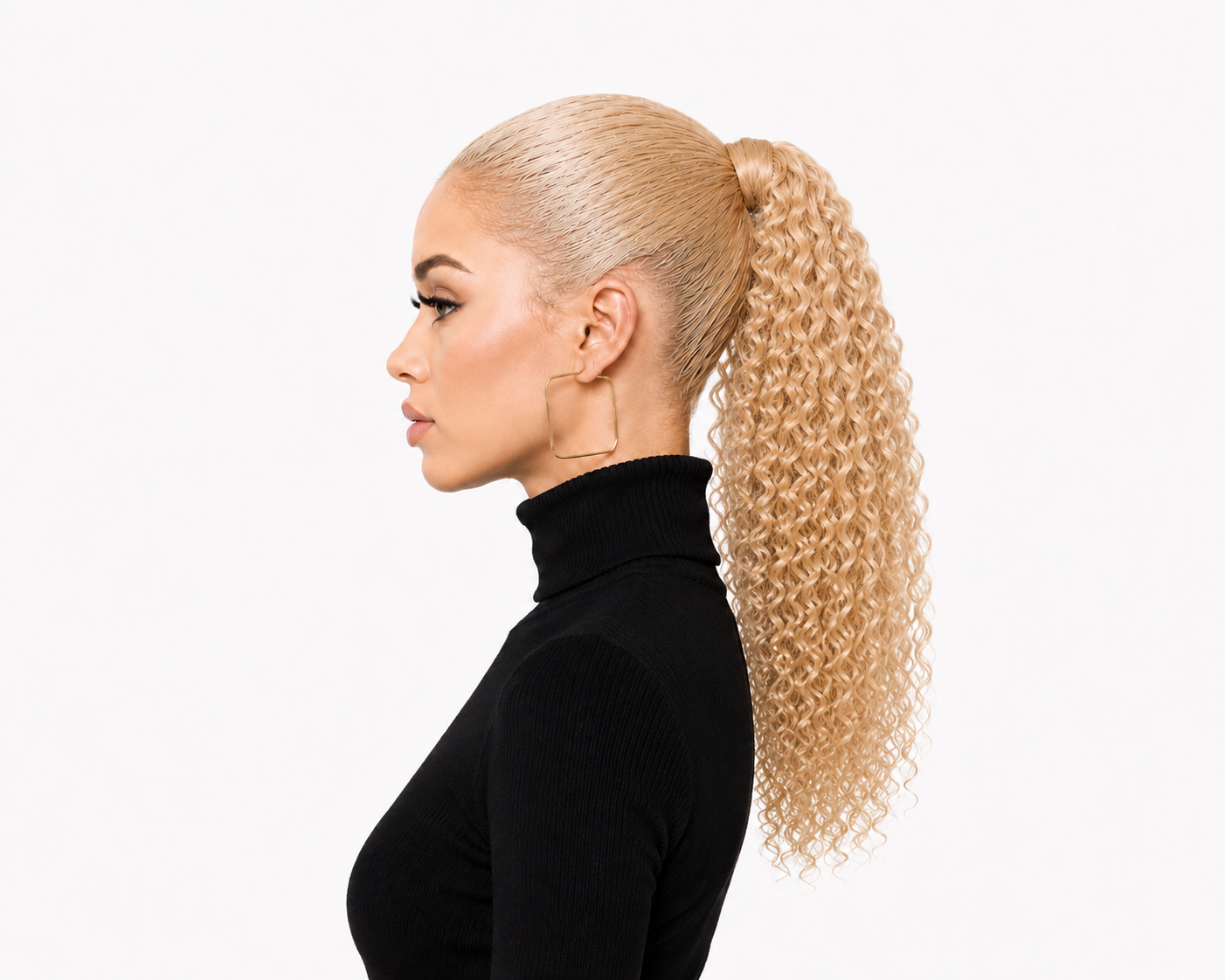 Human Hair Ponytail – Wrap-Around Method, Inner Comb and Velcro Finish Strap.