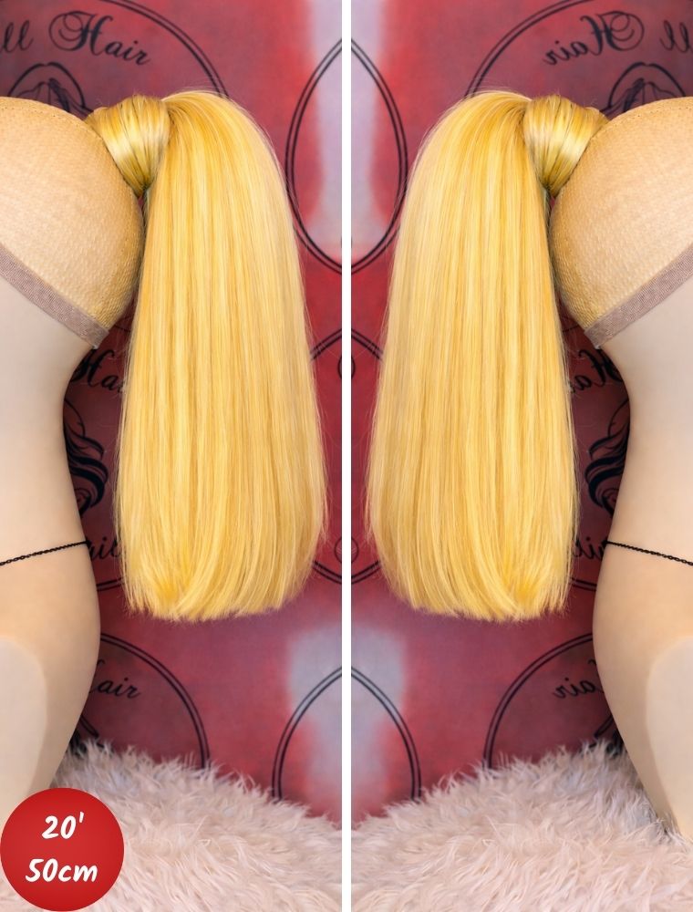 Human Hair Ponytail – Wrap-Around Method, Inner Comb and Velcro Finish Strap.