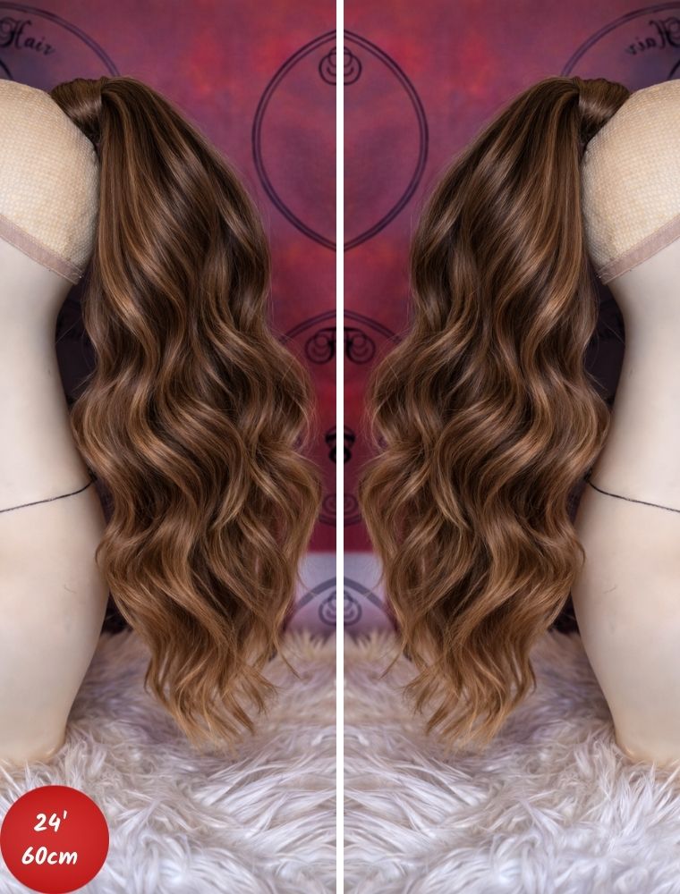 Human Hair Ponytail – Wrap-Around Method, Inner Comb and Velcro Finish Strap.