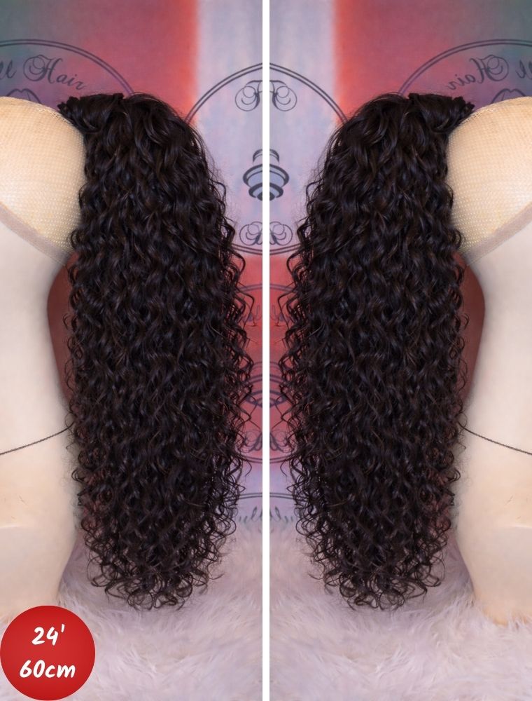 Human Hair Ponytail – Wrap-Around Method, Inner Comb and Velcro Finish Strap.