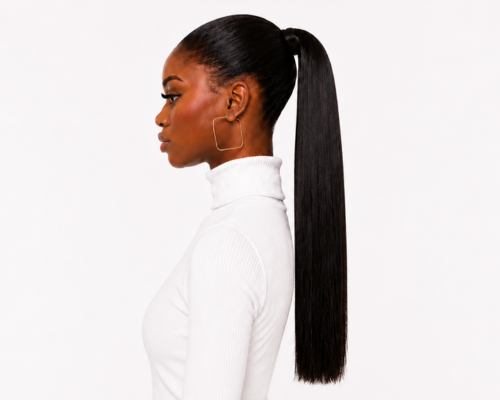 Human Hair Ponytail – Wrap-Around Method, Inner Comb and Velcro Finish Strap.