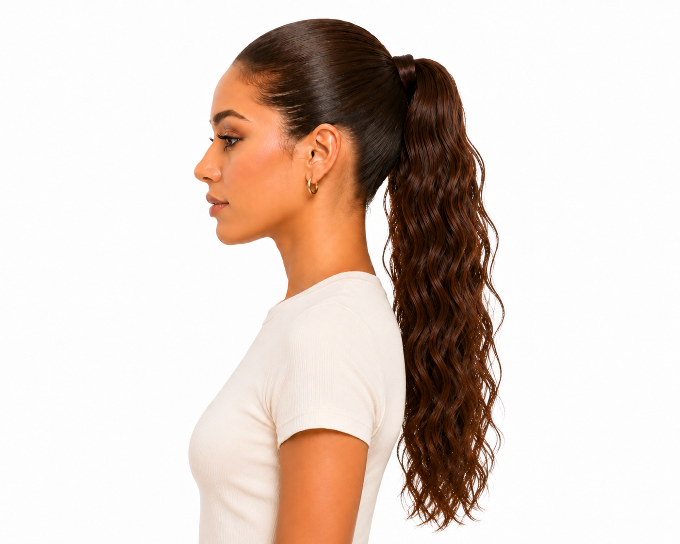 Human Hair Ponytail – Wrap-Around Method, Inner Comb and Velcro Finish Strap.