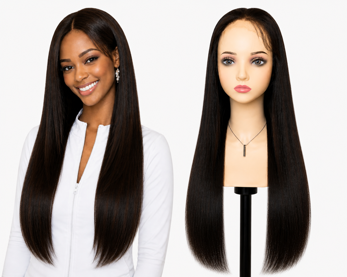 Lace wig Human hair with aligned cuticle Natural color
