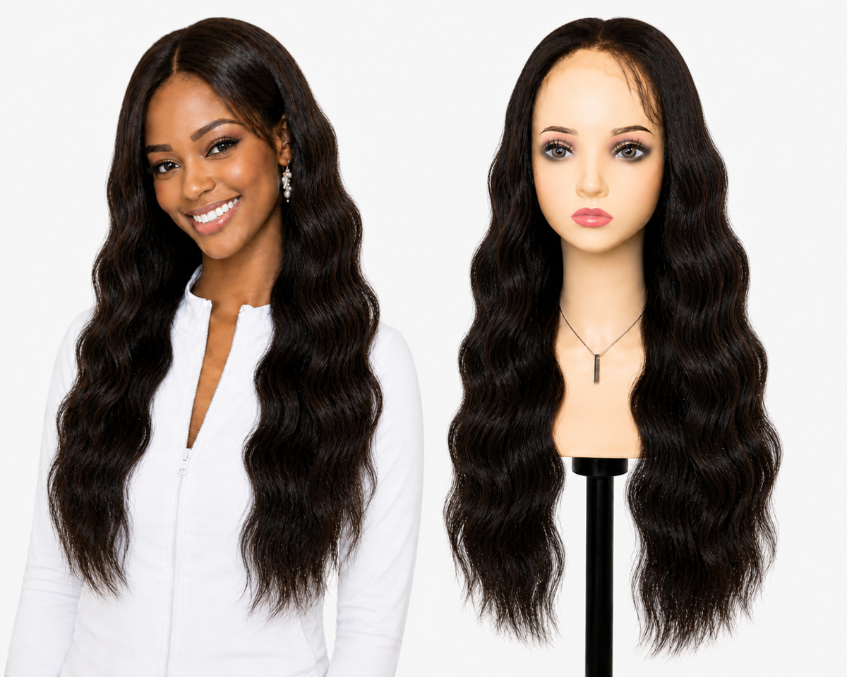 Lace wig Human hair with aligned cuticle Natural color