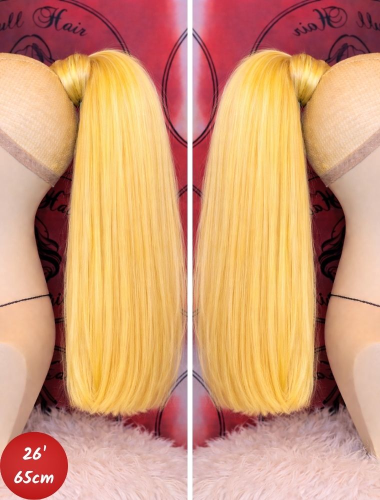 Human Hair Ponytail – Wrap-Around Method, Inner Comb and Velcro Finish Strap.