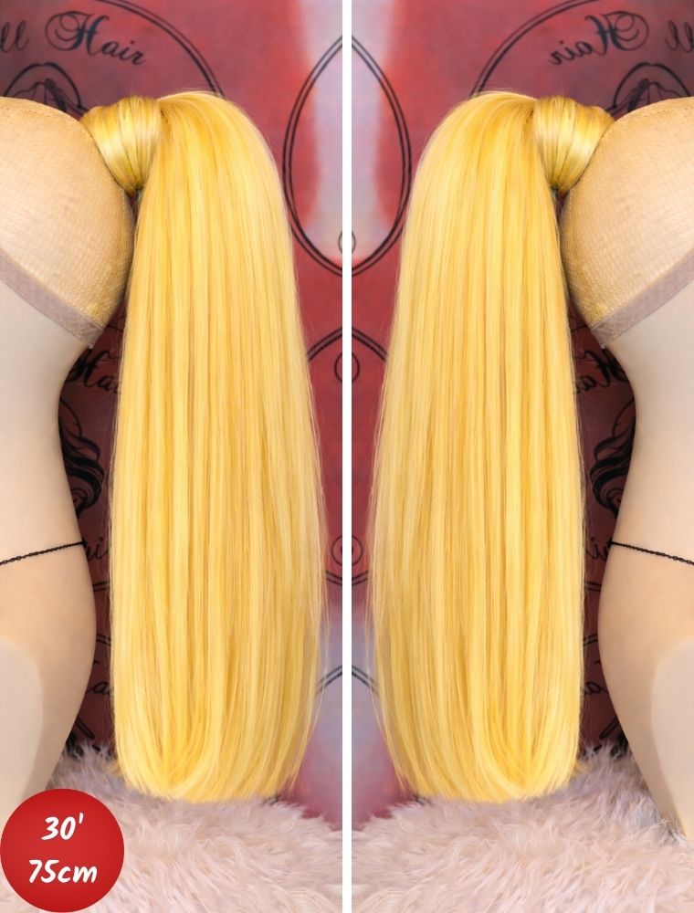 Human Hair Ponytail – Wrap-Around Method, Inner Comb and Velcro Finish Strap.