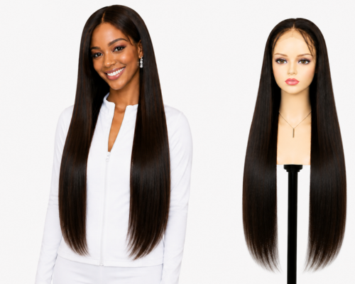 Lace wig Human hair with aligned cuticle Natural color