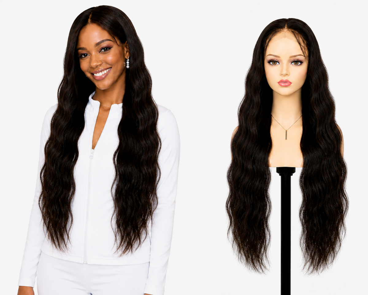 Lace wig Human hair with aligned cuticle Natural color