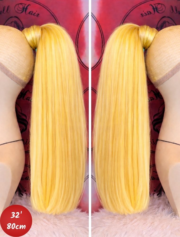 Human Hair Ponytail – Wrap-Around Method, Inner Comb and Velcro Finish Strap.