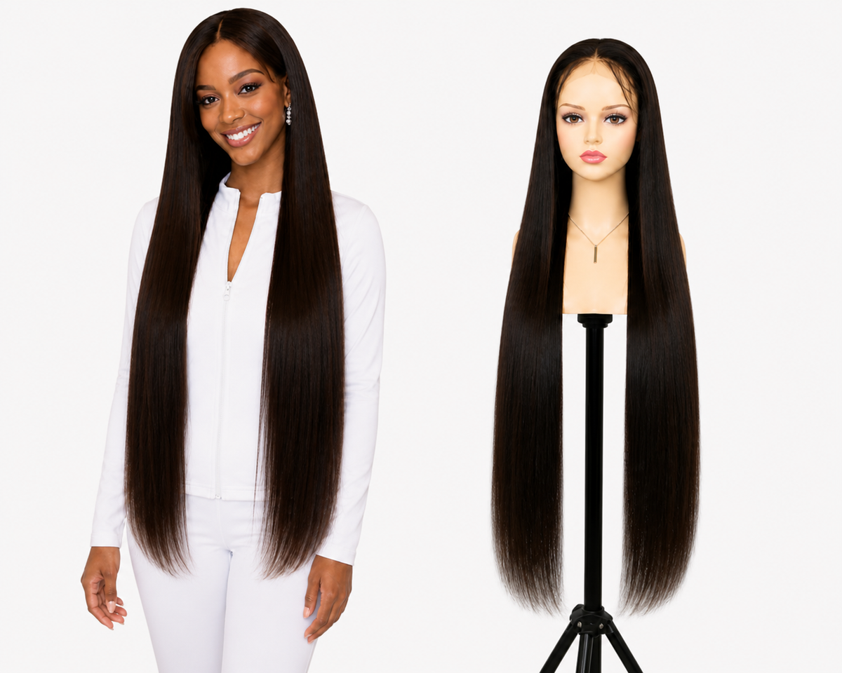 Lace wig Human hair with aligned cuticle Natural color