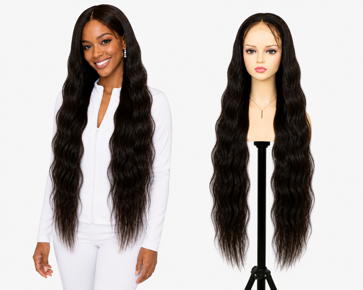 Lace wig Human hair with aligned cuticle Natural color