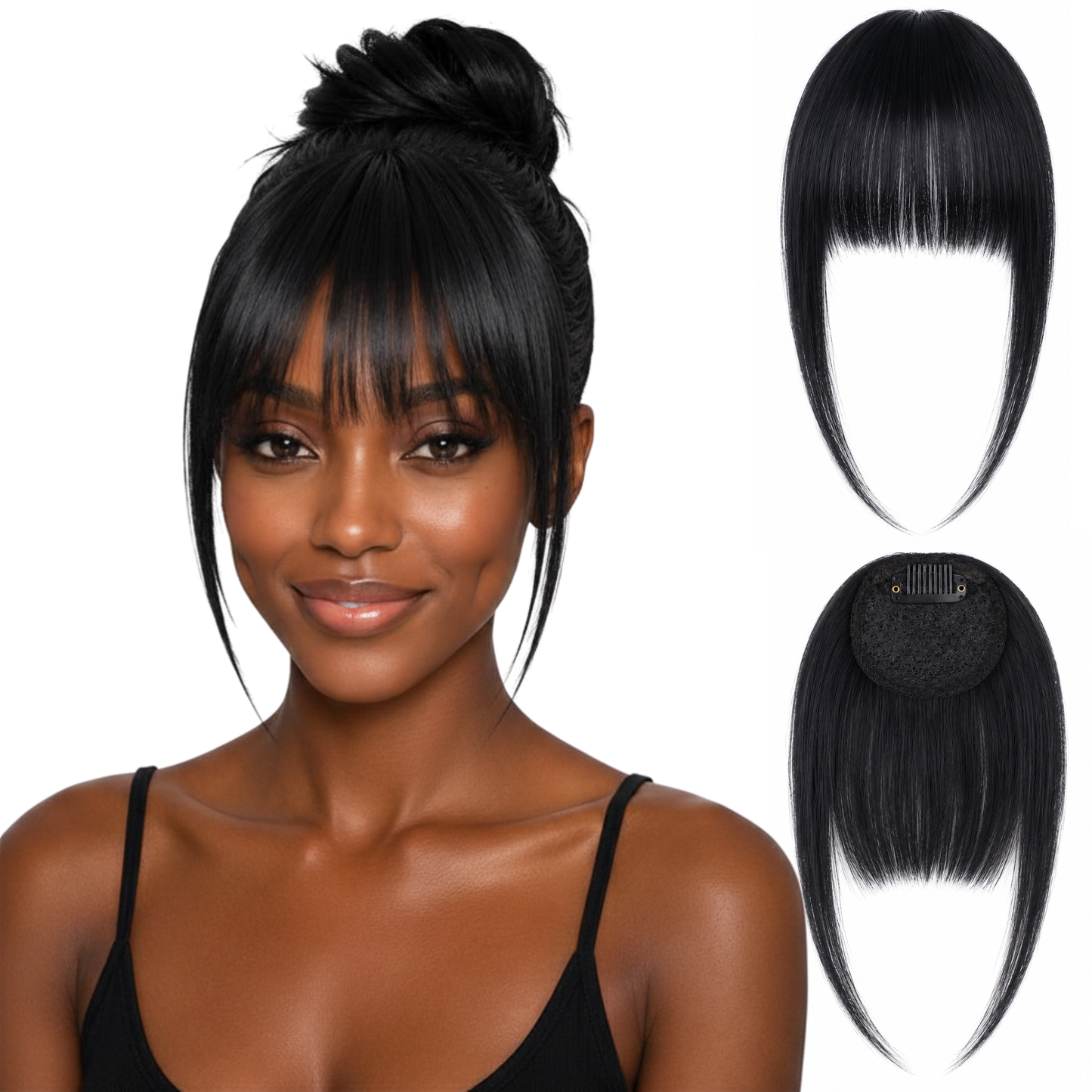 Fringe Removable Human Hair Clip-In French Neat Bang
