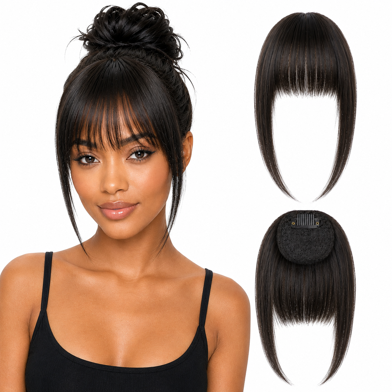 Fringe Removable Human Hair Clip-In French Neat Bang