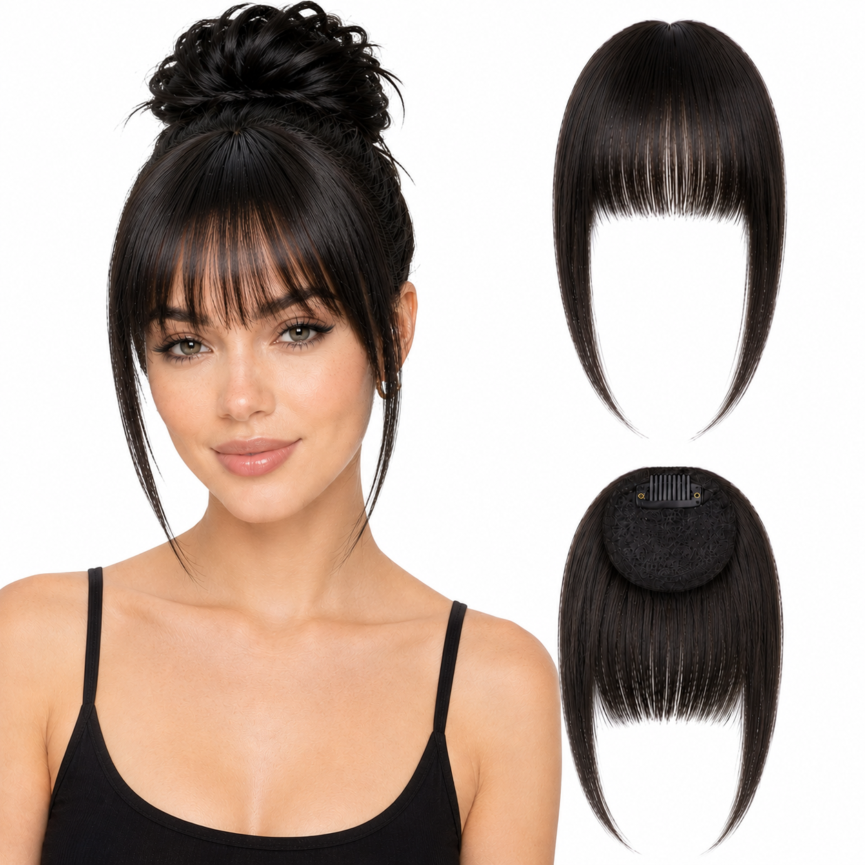 Fringe Removable Human Hair Clip-In French Neat Bang