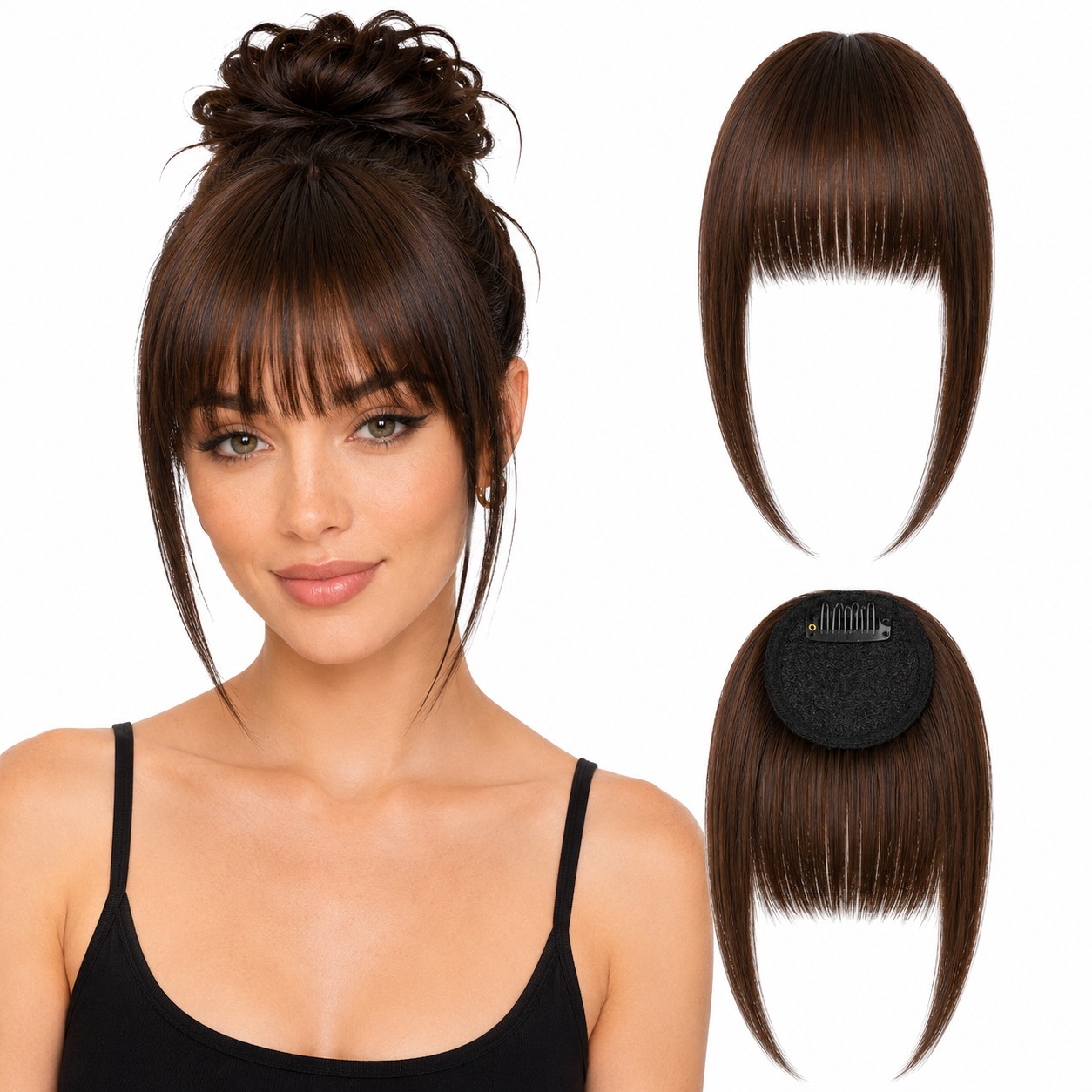 Fringe Removable Human Hair Clip-In French Neat Bang