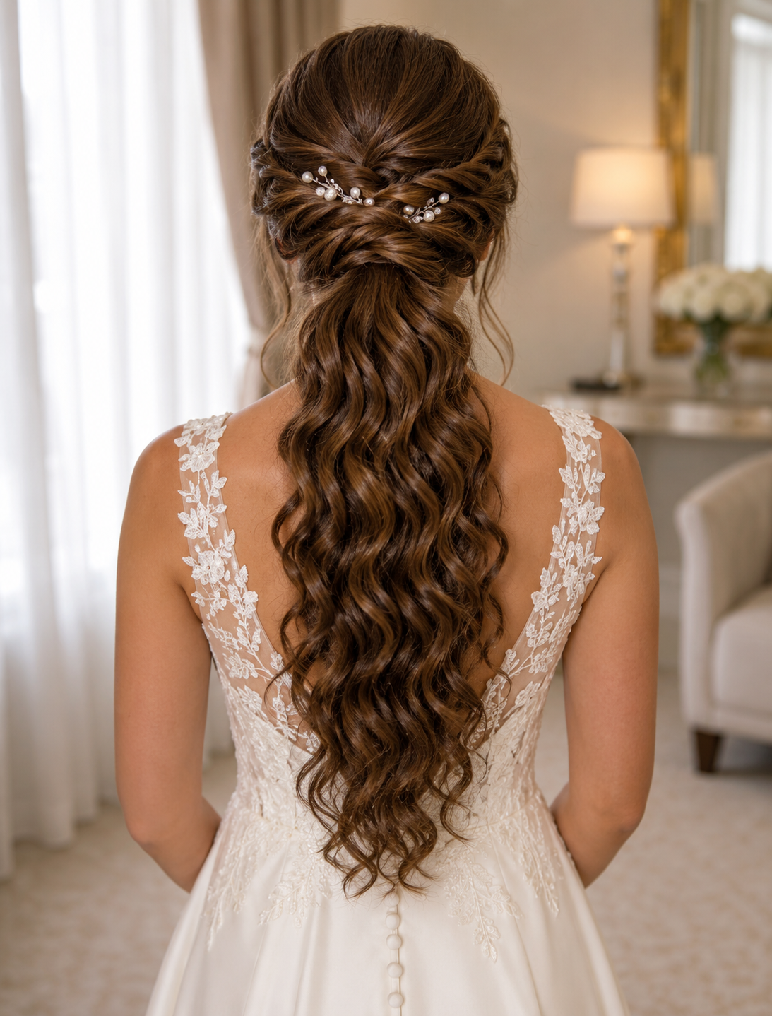 Human Hair Ponytail – Wrap-Around Method, Inner Comb and Velcro Finish Strap.