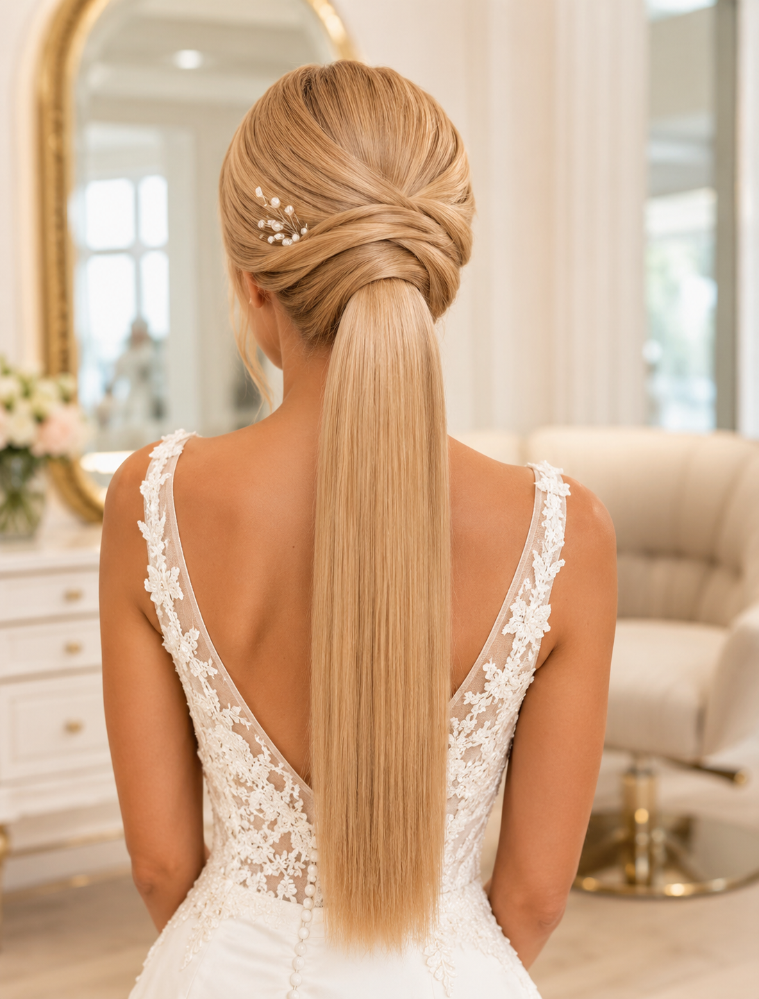 Human Hair Ponytail – Wrap-Around Method, Inner Comb and Velcro Finish Strap.