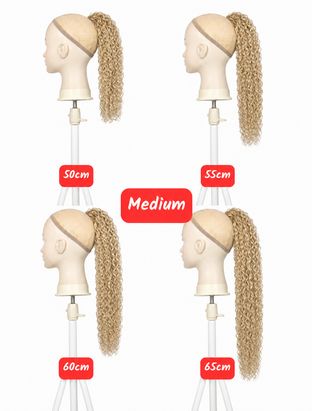 Human Hair Ponytail – Wrap-Around Method, Inner Comb and Velcro Finish Strap.
