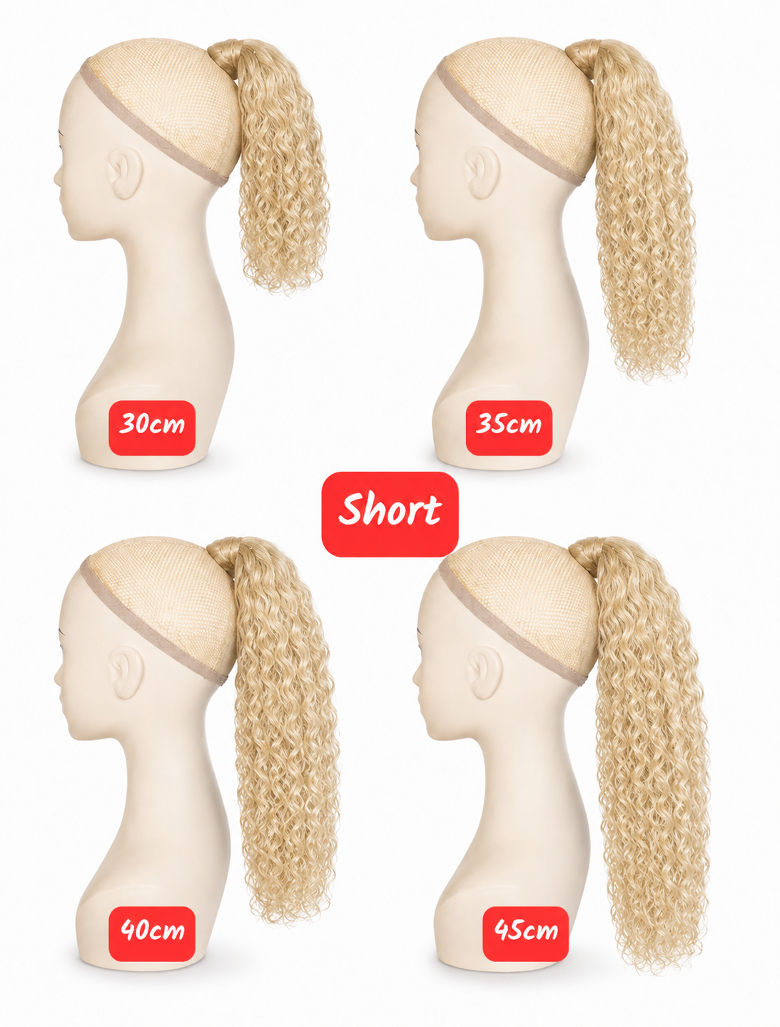 Human Hair Ponytail – Wrap-Around Method, Inner Comb and Velcro Finish Strap.