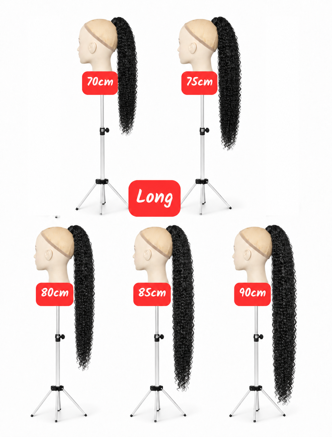 Human Hair Ponytail – Wrap-Around Method, Inner Comb and Velcro Finish Strap.