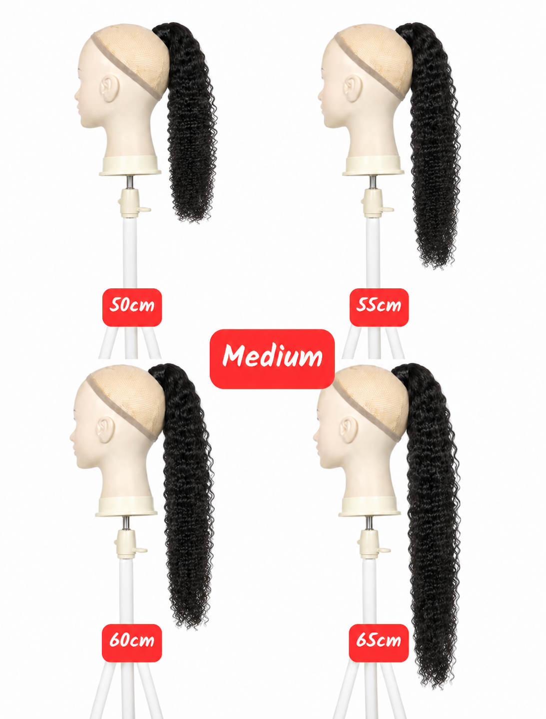 Human Hair Ponytail – Wrap-Around Method, Inner Comb and Velcro Finish Strap.