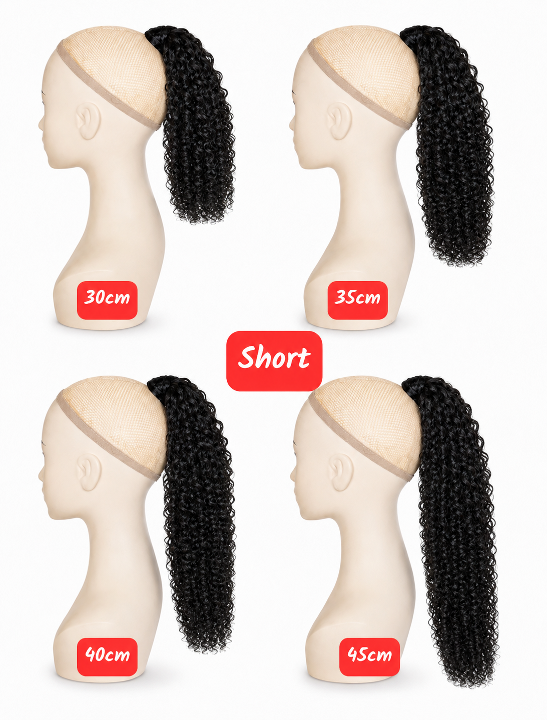 Human Hair Ponytail – Wrap-Around Method, Inner Comb and Velcro Finish Strap.