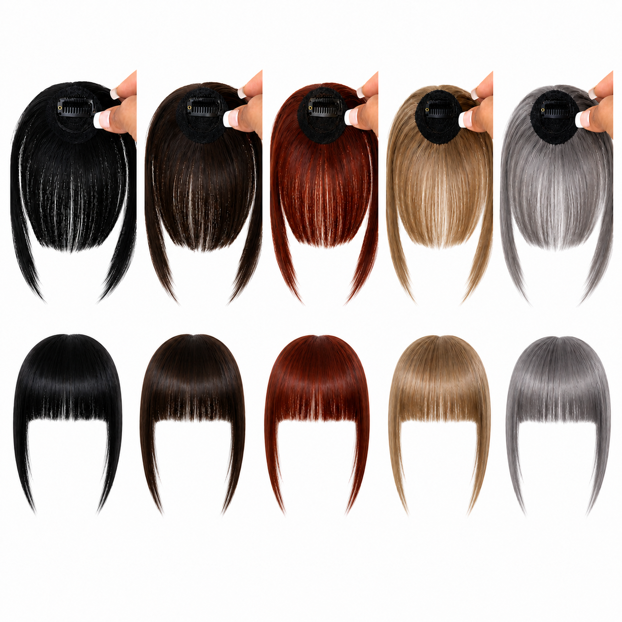 Fringe Removable Human Hair Clip-In French Neat Bang