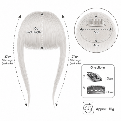 Fringe Removable Human Hair Clip-In French Neat Bang