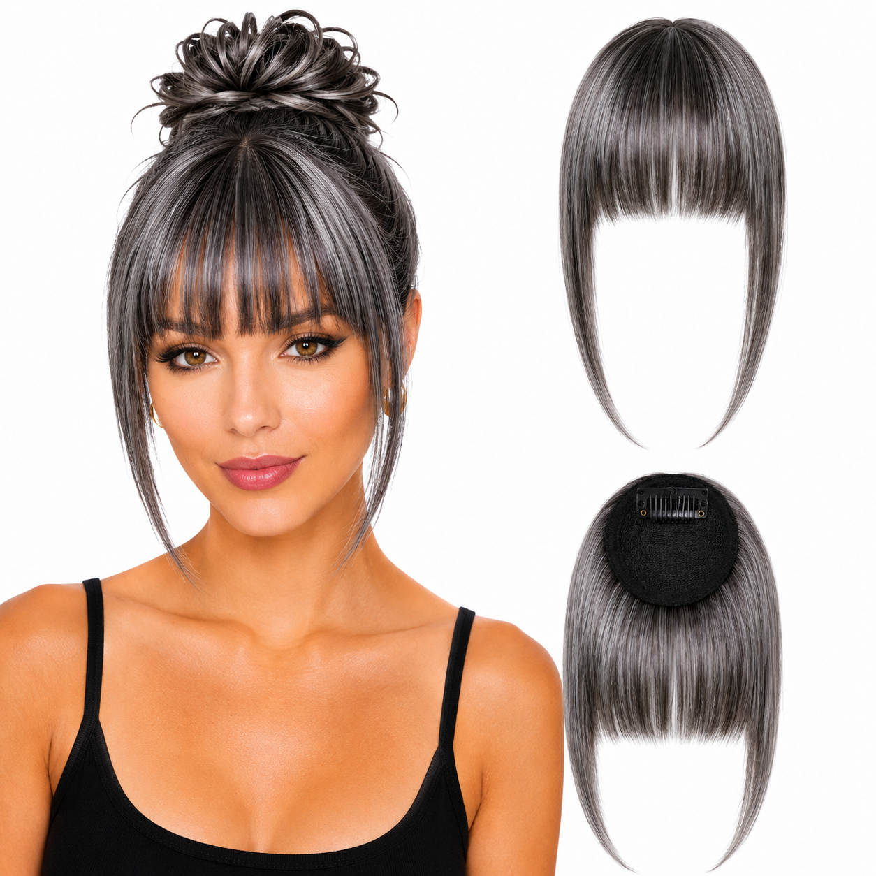 Fringe Removable Human Hair Clip-In French Neat Bang