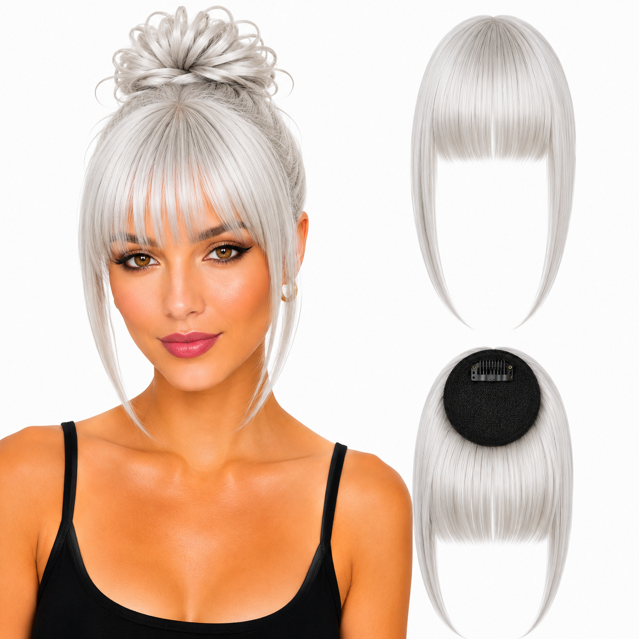Fringe Removable Human Hair Clip-In French Neat Bang