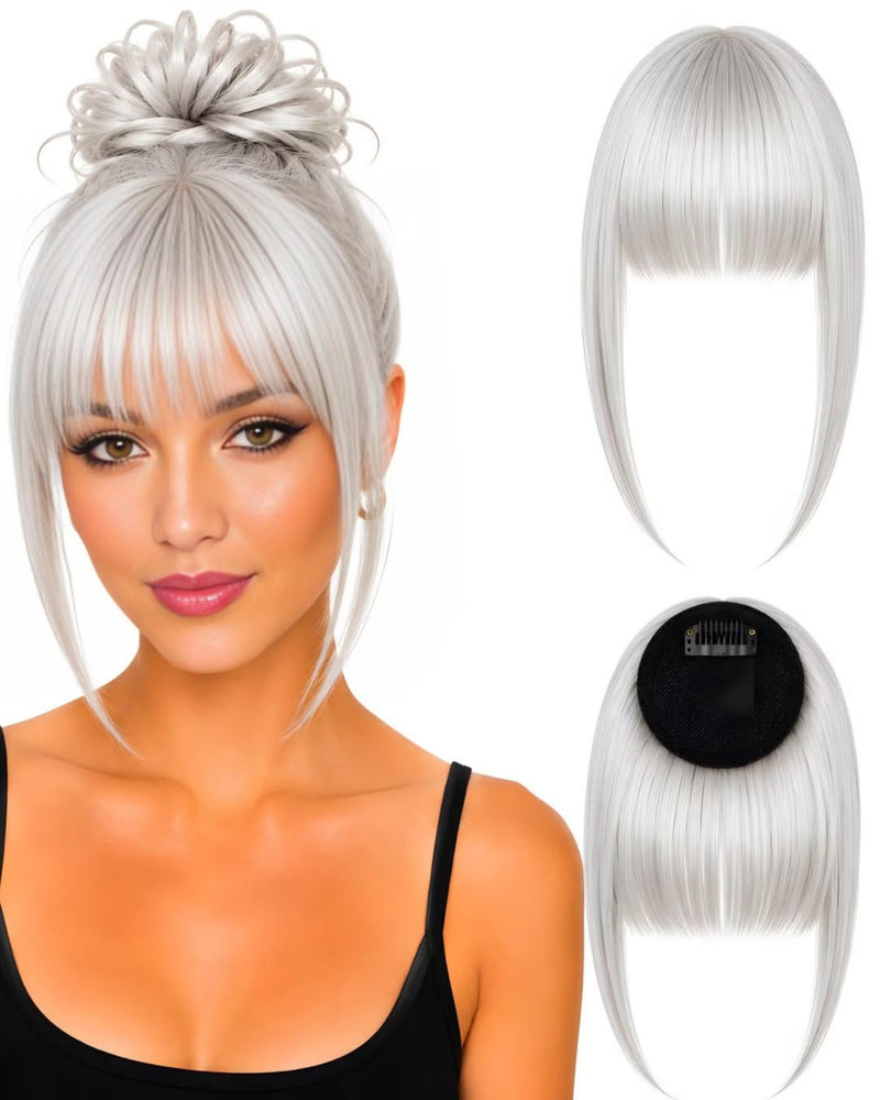Human Hair Clip-In Fringe – 15 Shades — Gray.3