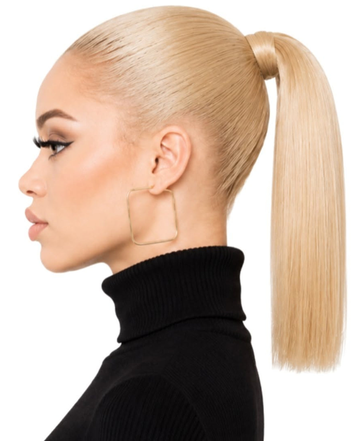 Blonde straight human hair wrap-around ponytail, 40cm