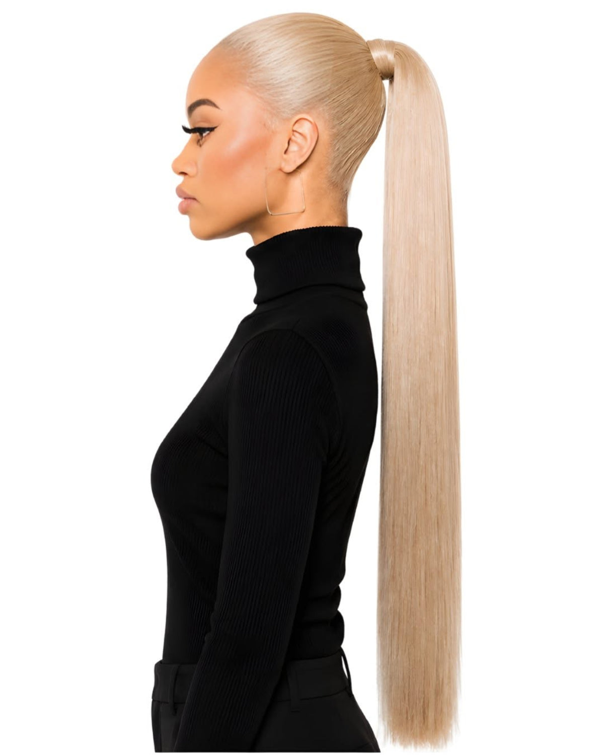 Blonde straight human hair wrap-around ponytail, 90cm